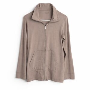 Eileen Fisher Long Light Brown/Beige Full Zip Organic Cardigan Jacket Medium